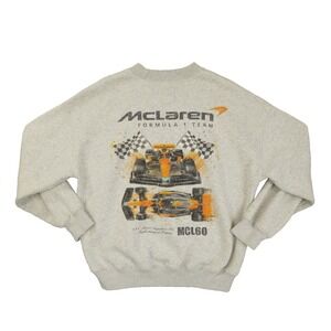 McLaren Sweatshirt Formula 1 Mens XS Gray F1 Racing MCL60 Graphic Oversized Crew